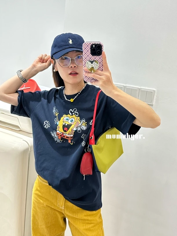 MUMUBYER •“萌趣海绵”韩版圆领海绵宝宝印花基础卡通T恤