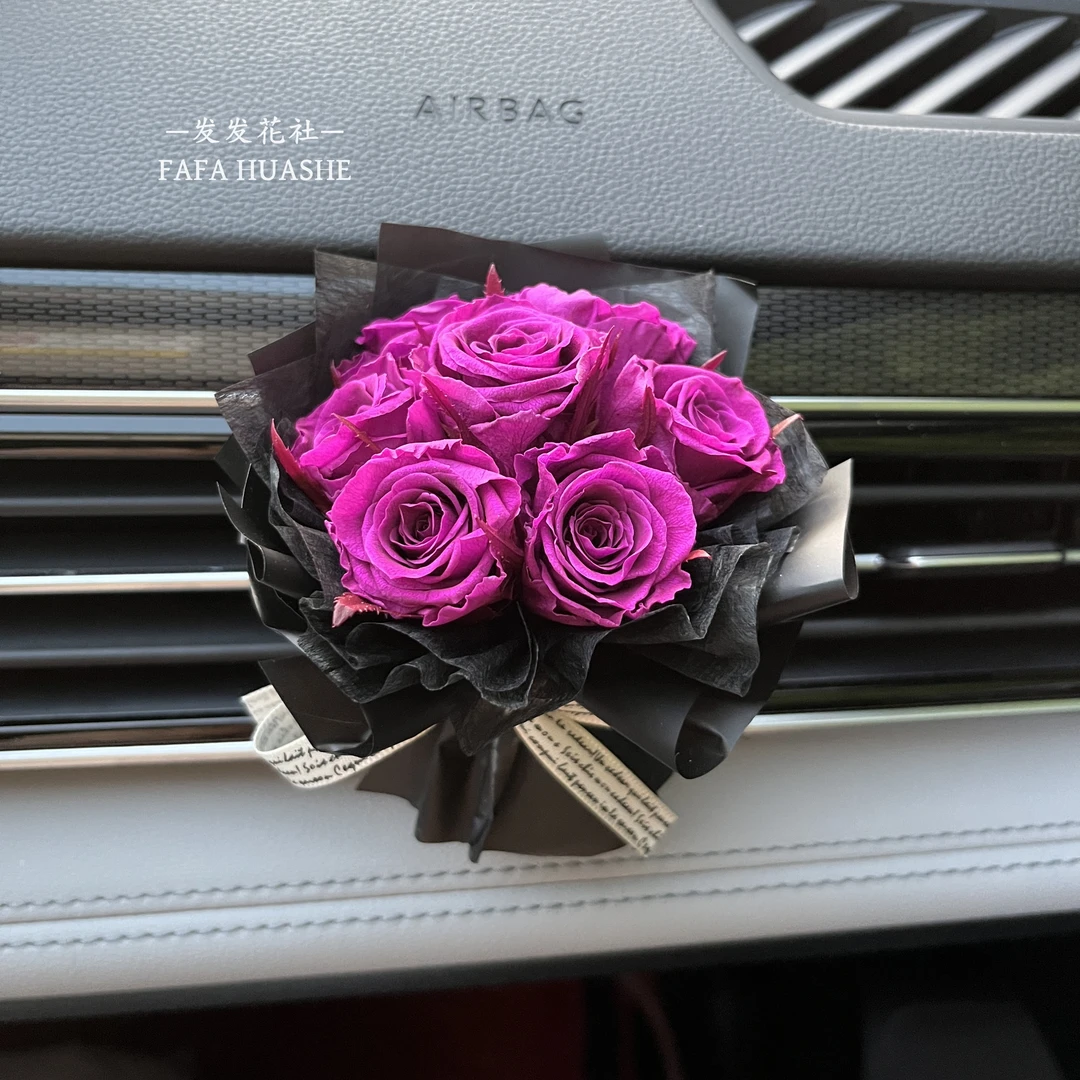 洛可可风永生花玫瑰迷你花束轻奢车内桌面装饰香薰扩香送人伴手礼