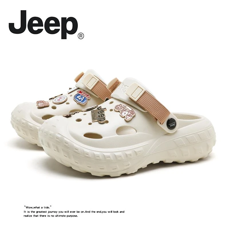 JEEP/吉普包头拖夏季情侣款厚底外穿两用开车凉鞋户外耐磨洞洞鞋