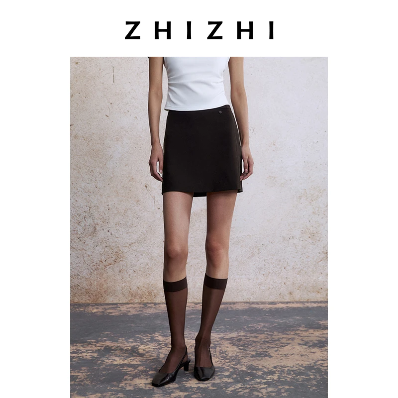 致知 夜飞鹊 简约全羊毛短半裙女2025春新款时髦灰色ZZ2ESWBW034