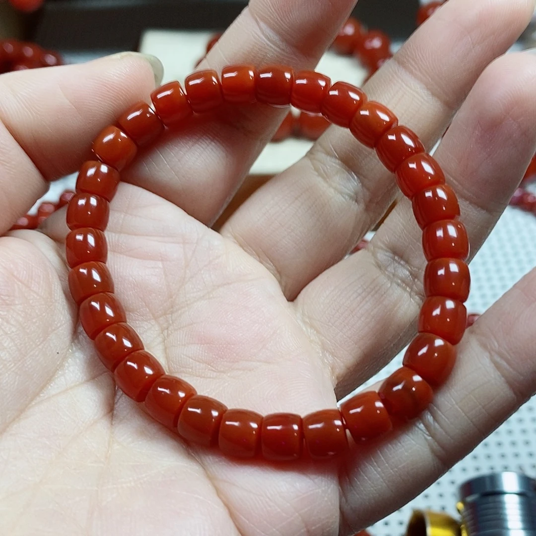 南红玛瑙未镶嵌手串卡6.8