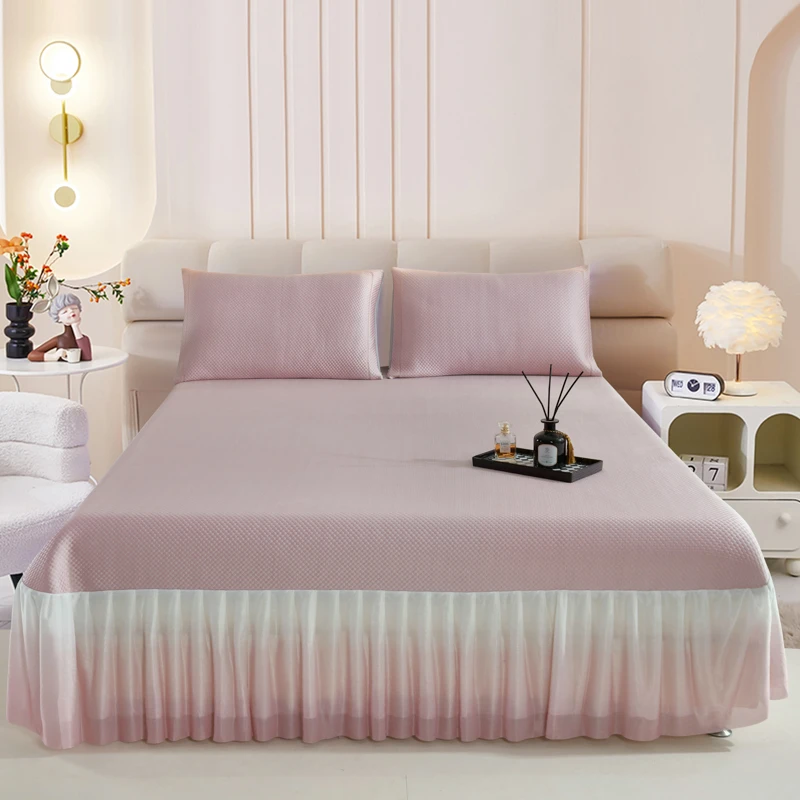 夏季冰豆豆凉席凉感丝加厚冰丝席单人空调软席可机洗床裙款