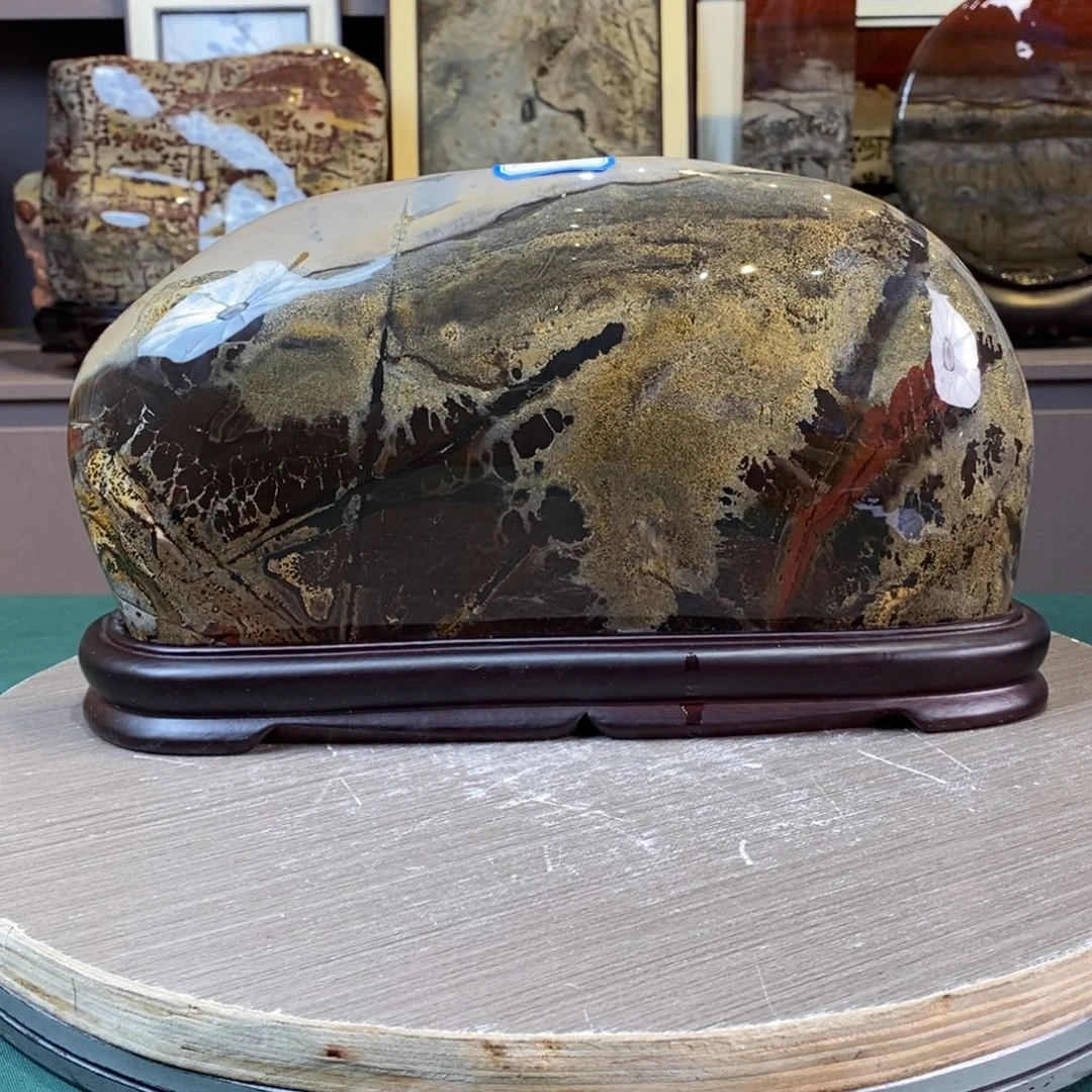 石材广西国画石草花石