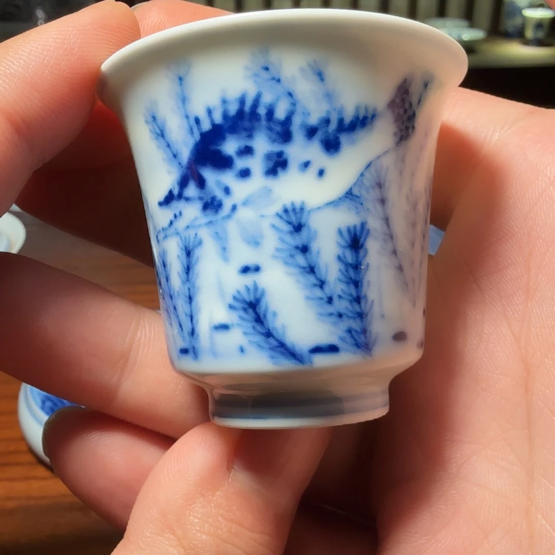 釉下青花柴窑单杯