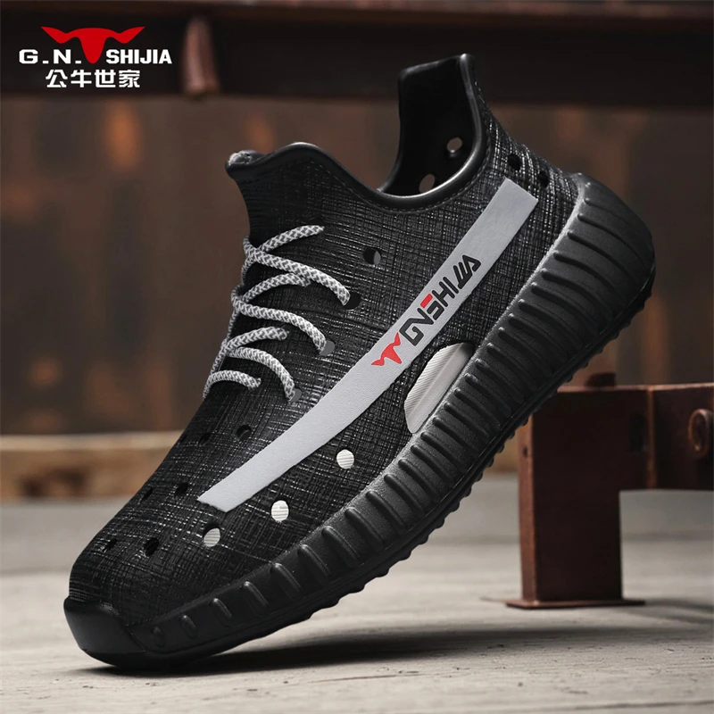 公牛世家男户外包头透气运动洞洞鞋2025夏季男士新款海边钓鱼凉鞋