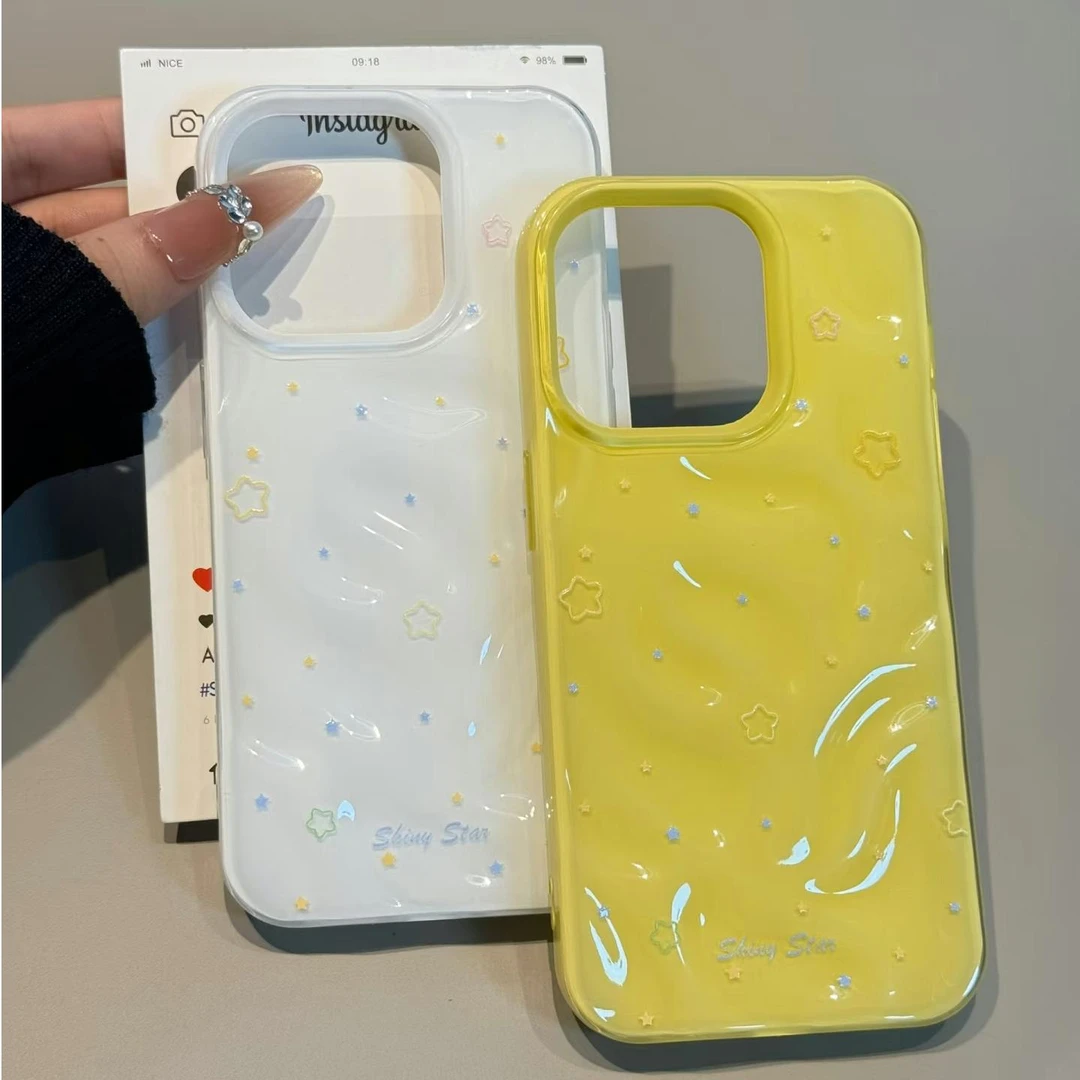 BANCA星星点点波浪褶皱壳适用苹果iPhone15手机壳苹果16新款14/13