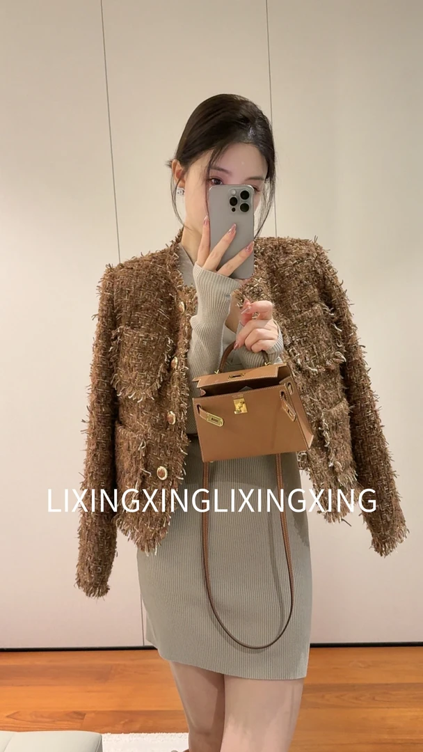 LXX【须须编织小香羽绒服】直下摆短款法式小香风外套轻奢时尚复古