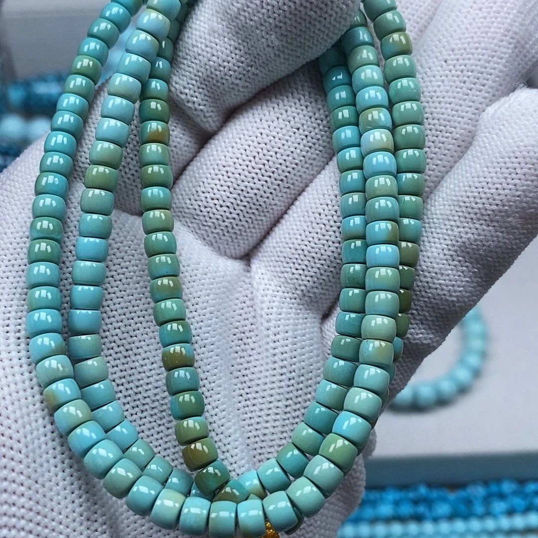 豆***仔绿松石未镶嵌手串
