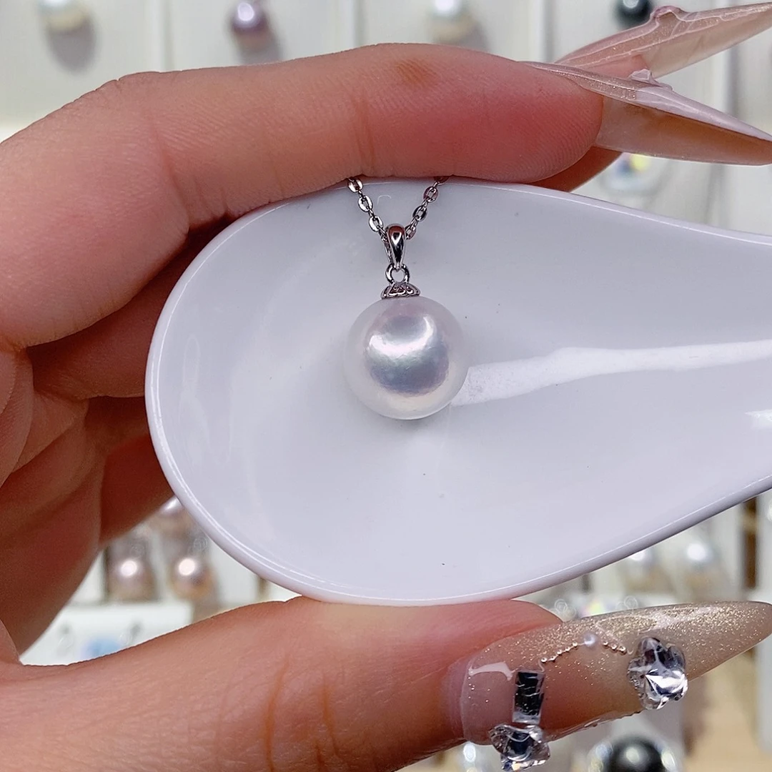 淡水珍珠银S925镶嵌吊坠(赠链)