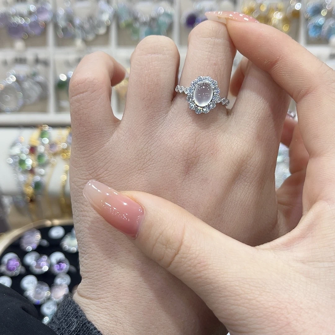 蛇纹石玉银S925镶嵌戒指