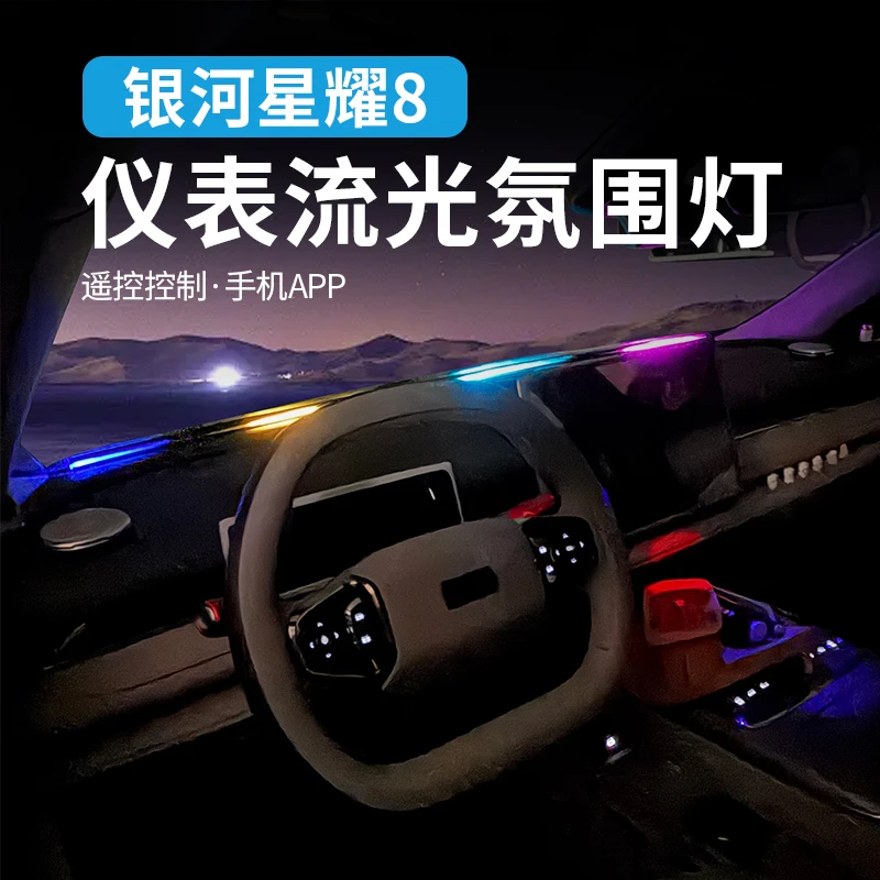 适用吉利银河星耀8仪表台流光氛围灯中控照明气氛灯装饰改装配件