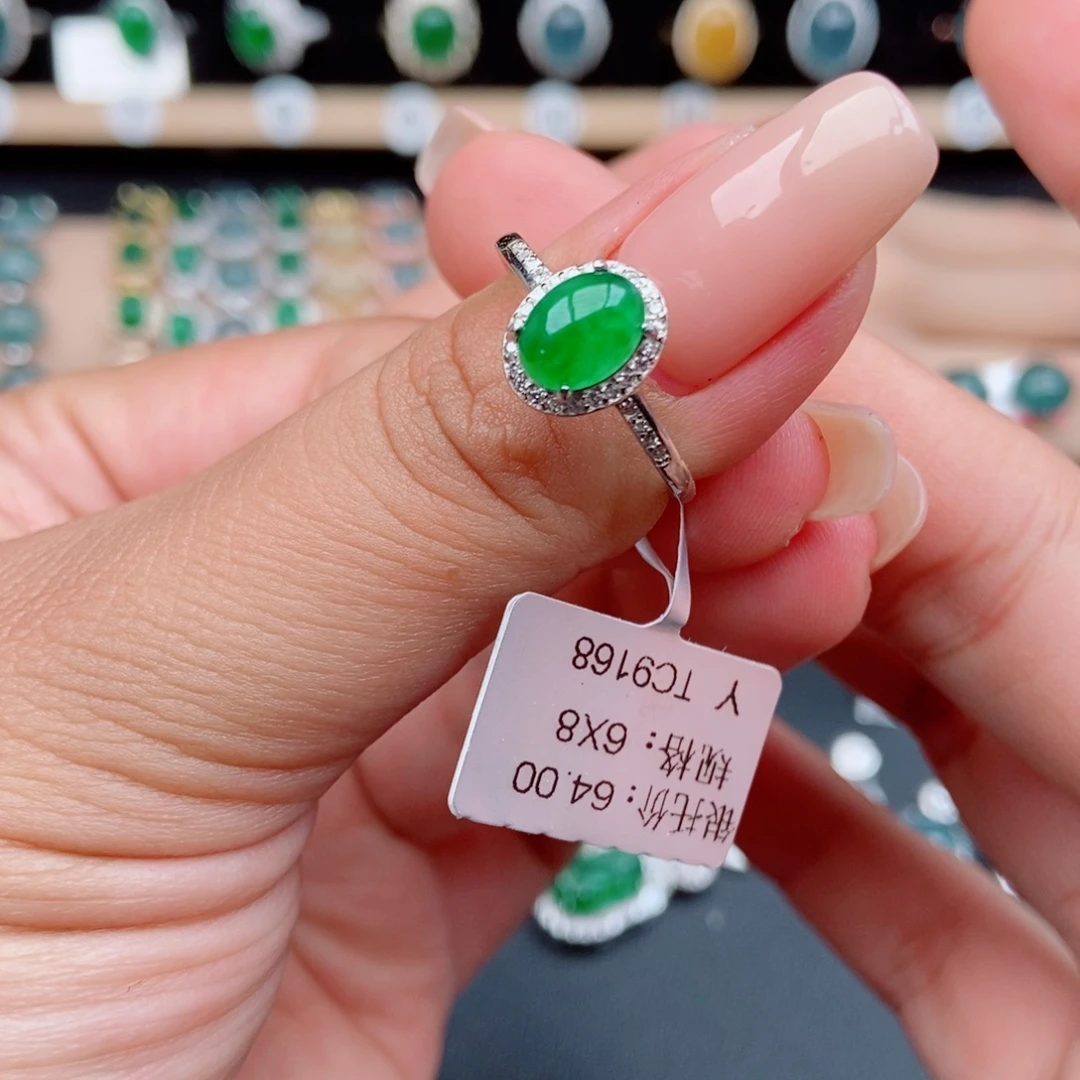 翡翠银S925镶嵌戒指3