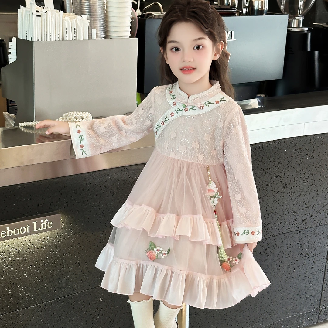 MK&DK女童秋冬款连衣裙2025新款儿童汉服国风裙子女孩古风郡主裙