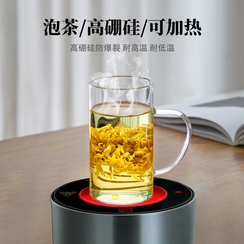 耐高温高硼硅玻璃可进微波炉网红爆款男士专用把手绿茶杯子家用