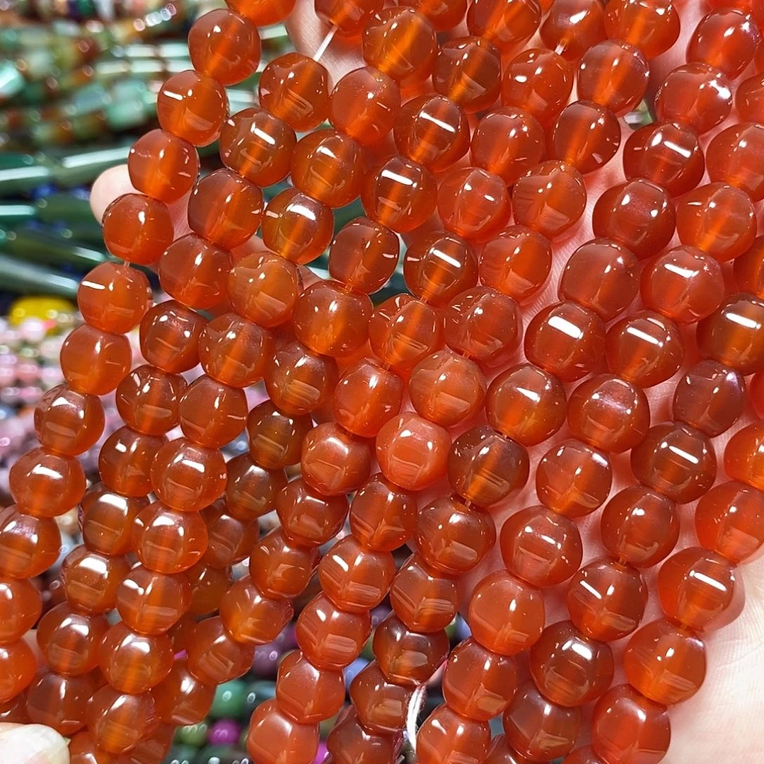 玛瑙/玉髓未镶嵌珠宝半成品A级红玛瑙灯笼一条卡10mm
