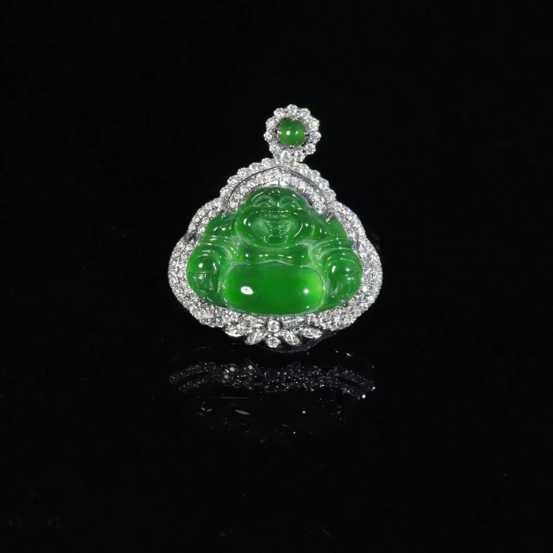 【小胖翡翠】18K金天然翡翠佛公吊坠A货轻奢精致百搭款-多样性发1