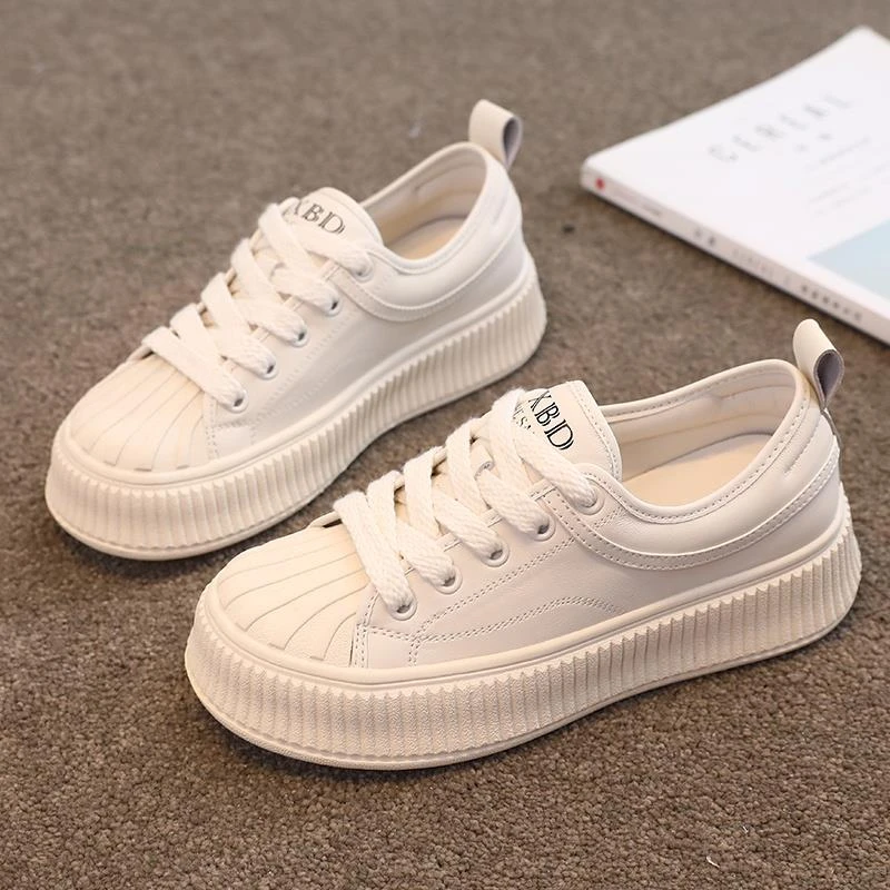 【万达撤柜】真皮小白鞋女时尚女鞋百搭鞋子女款休闲鞋单鞋增高贝壳