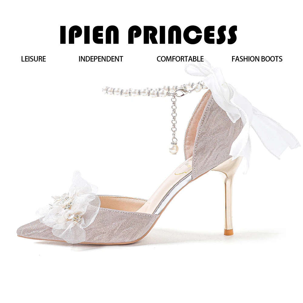 18岁成年礼细跟高跟鞋女不累脚高级感仙女花朵婚纱成人礼婚鞋