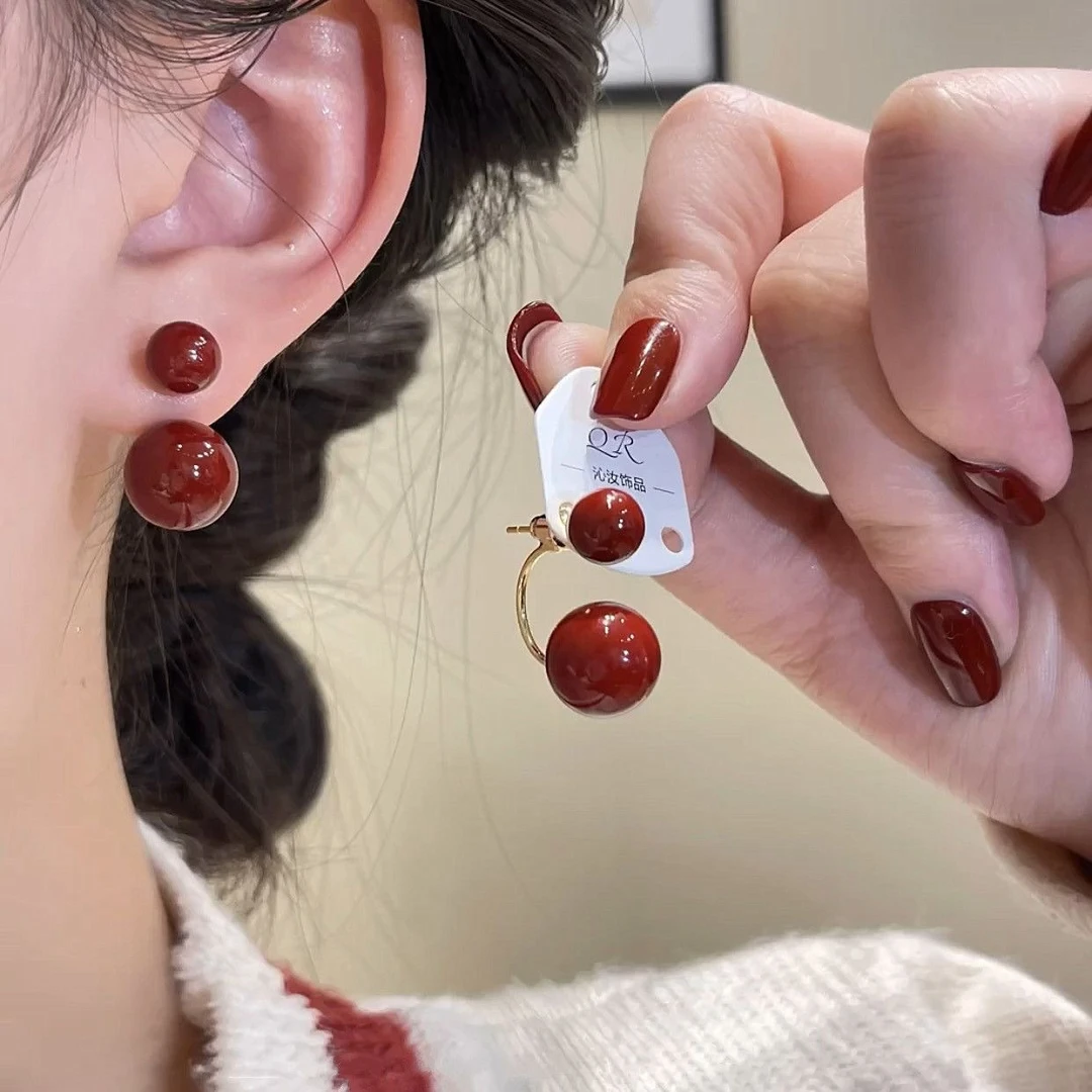 925银合成锆石耳饰 银针爆款小众设计气质耳饰法式微镶锆石豆豆