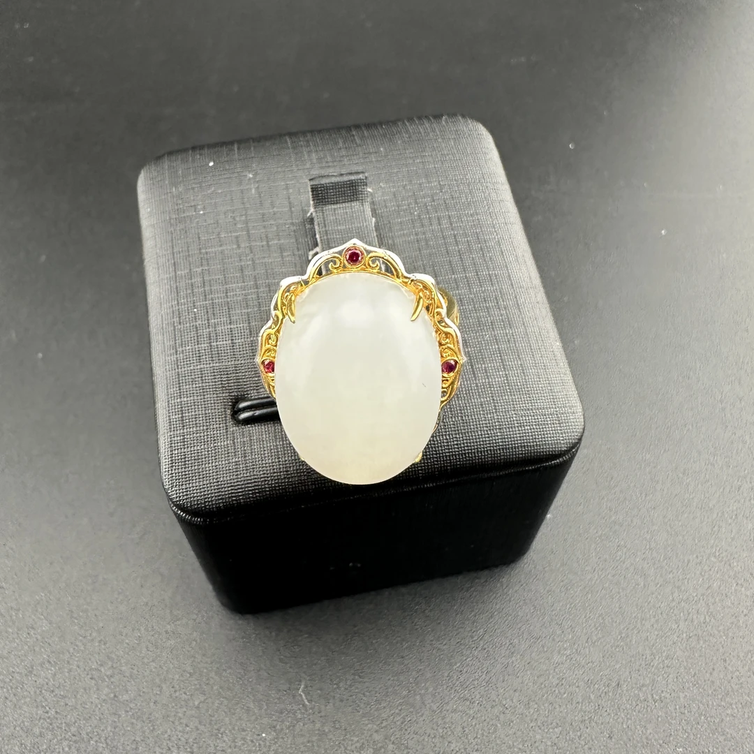 BY1206FZJT标221 北玉精选 和田玉戒指 多样性发货