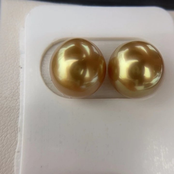 未镶嵌海水珍珠裸珠11-12mm无暇深浓茶金小极光对珠