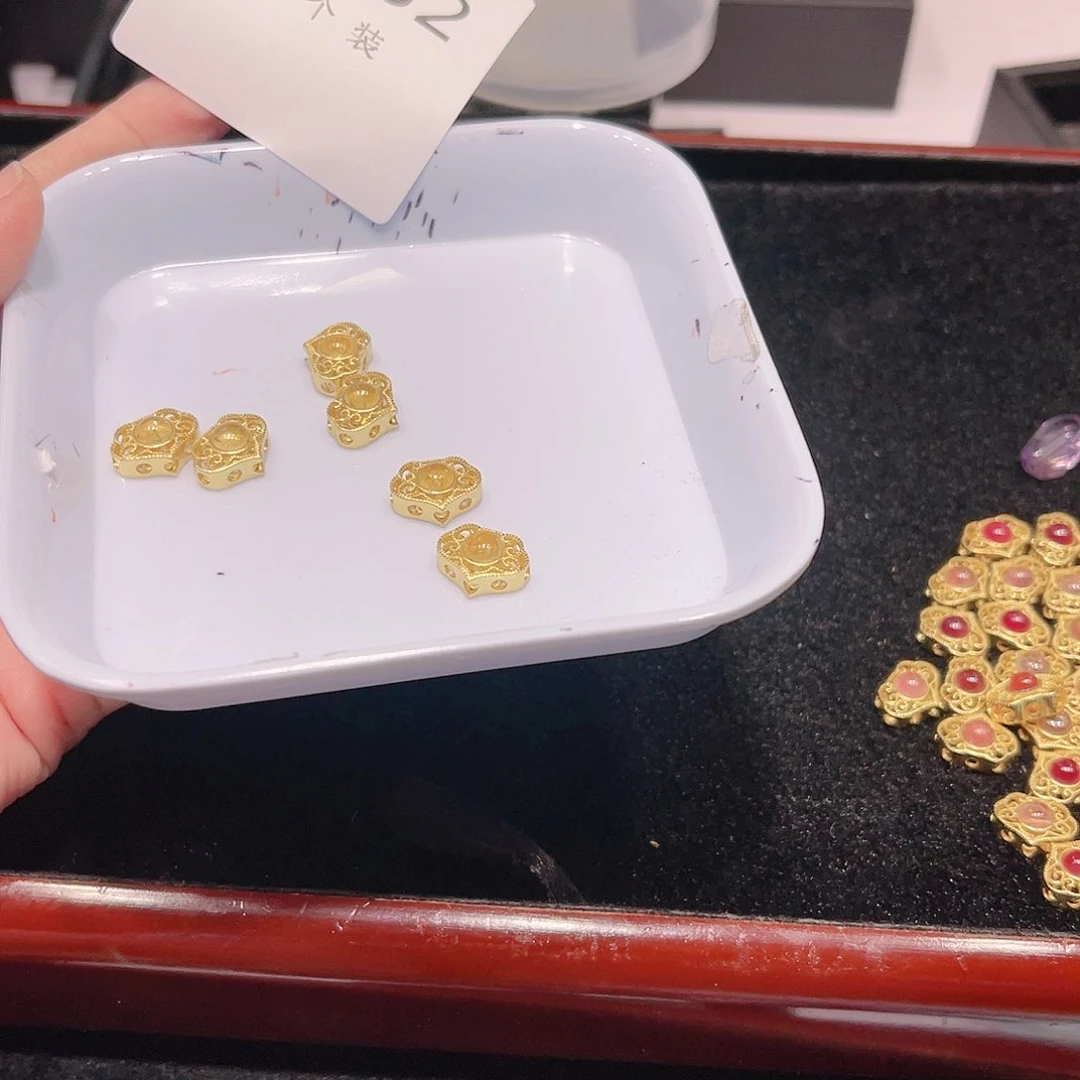 碧玺珠宝半成品银S925镀金镶嵌132