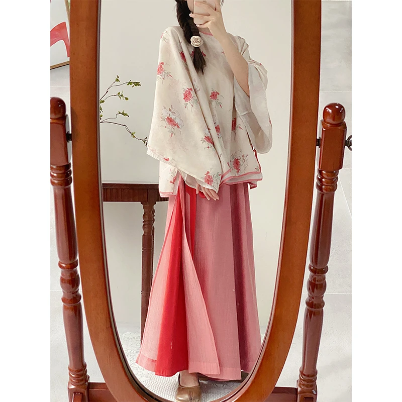 南风谷【绛纱】少女改良斜襟圆领国风上衣日常宽松阔腿裤新中式套装