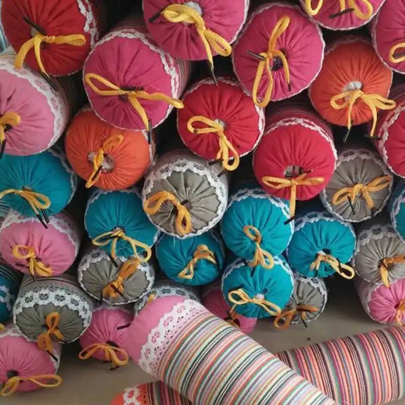 染色0.7KG成人圆形0.5刺绣纤维枕糖果枕矫正圆枕圆柱形头枕