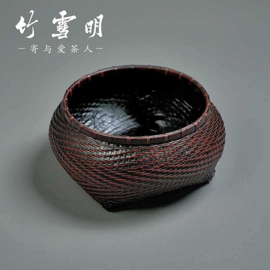 竹雪明|大号竹编炭钵炭篓炭笼木 烧水收纳筐煮茶炭筐竹炭篓斗灰篓