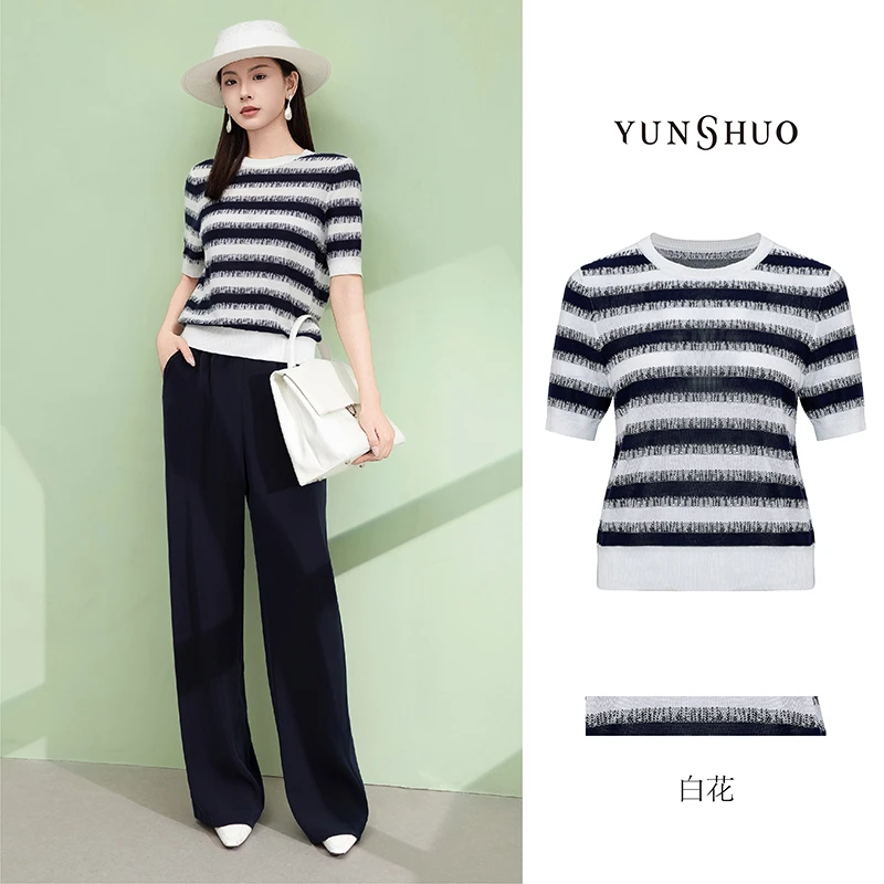 允硕夏季新品时尚女装百搭清新显瘦拼接休闲上衣T恤短袖735185