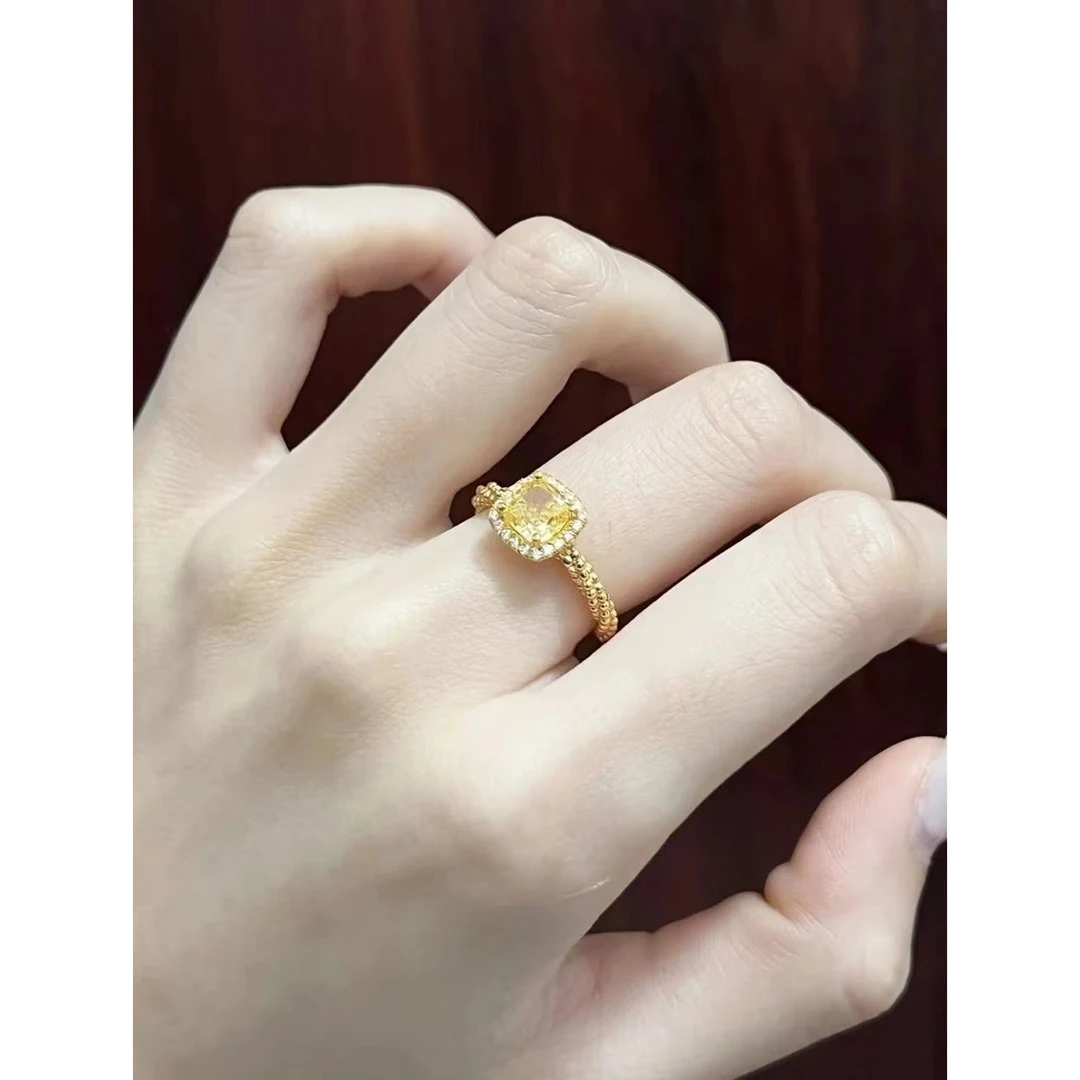 【松老板】精美黄金方糖戒指 -24