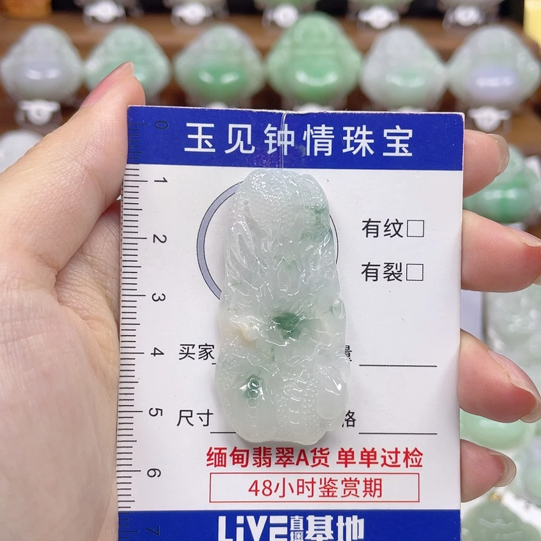 翡翠未镶嵌颈饰龙牌