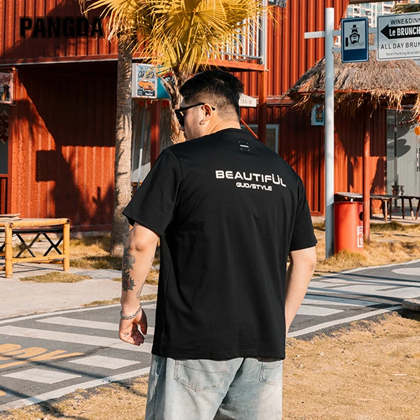 【百搭印花短袖】PANGDA大码男装春夏挺括半袖宽松潮流加肥胖哥潮酷