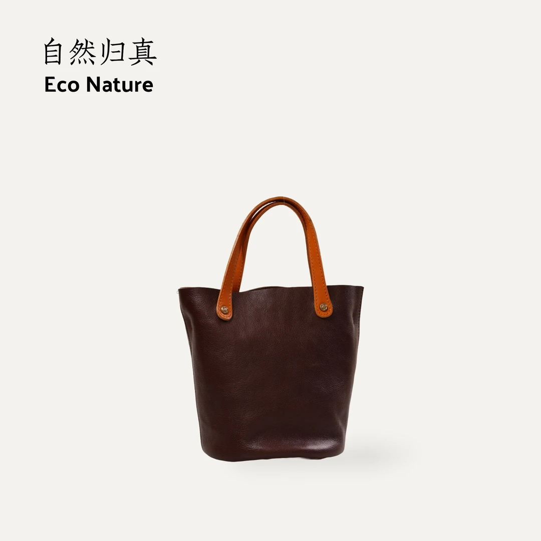 Eco进口头层植鞣牛皮水桶包5160299