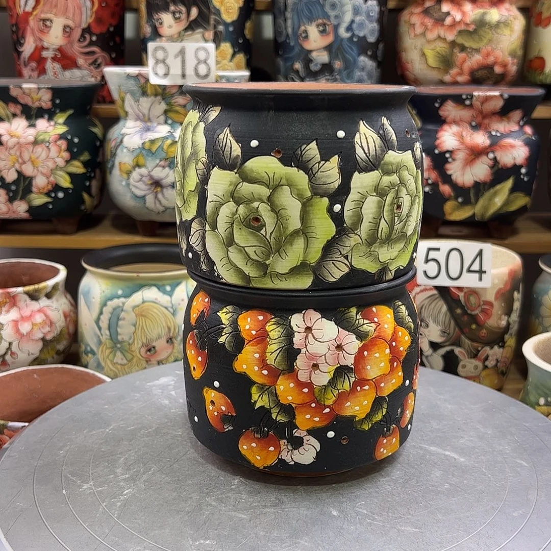 景德镇炫彩手绘口10.5高9.5