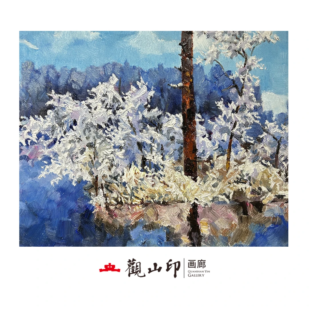 9208原创手绘风景油画39.8x48.3cm丛林作品五