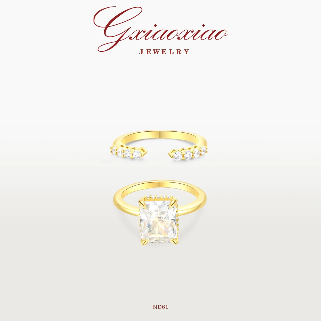 G XIAOXIAO 镀K金戒指 时尚气质高级感百搭叠戴冰花切戒指 ND61