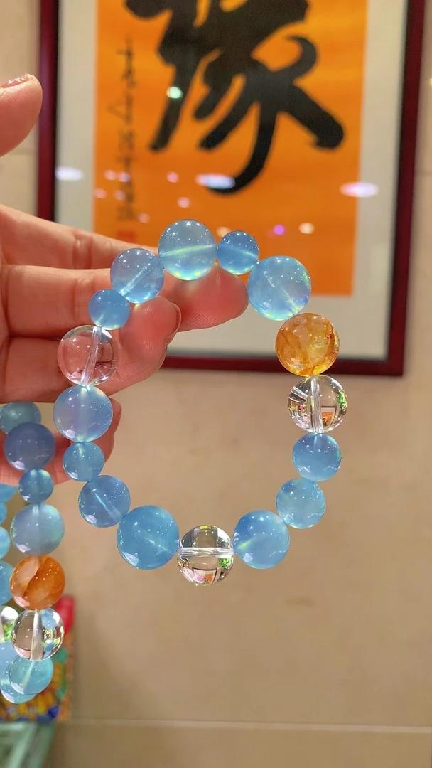 【水养木生】五行调 和 海蓝宝泡泡珠 灵动之水 白水晶柔和纯净
