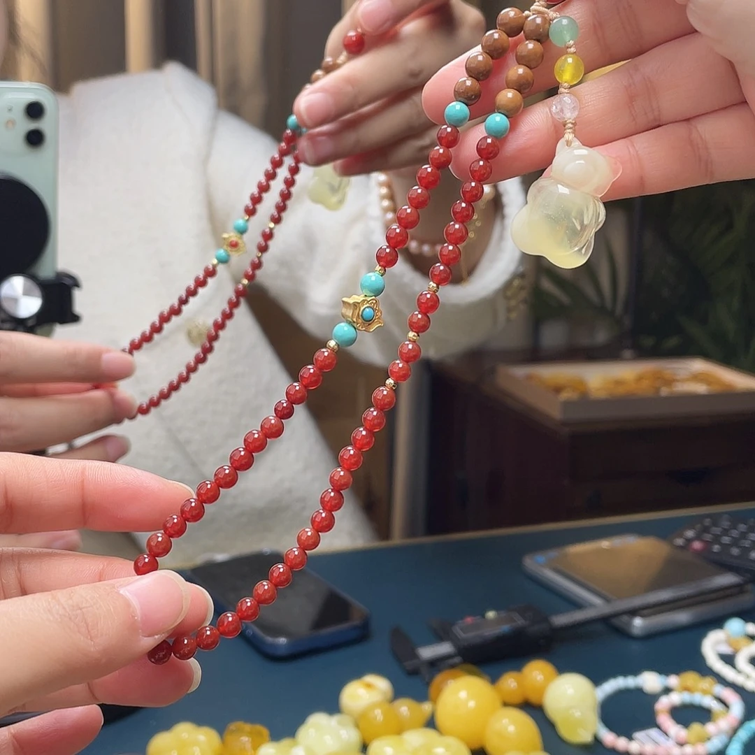 蜜蜡未镶嵌裸石手机链