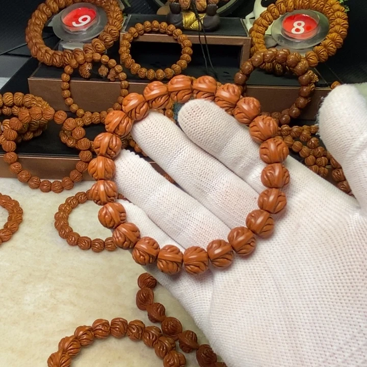 然***线手串桃核秦岭龙纹桃核