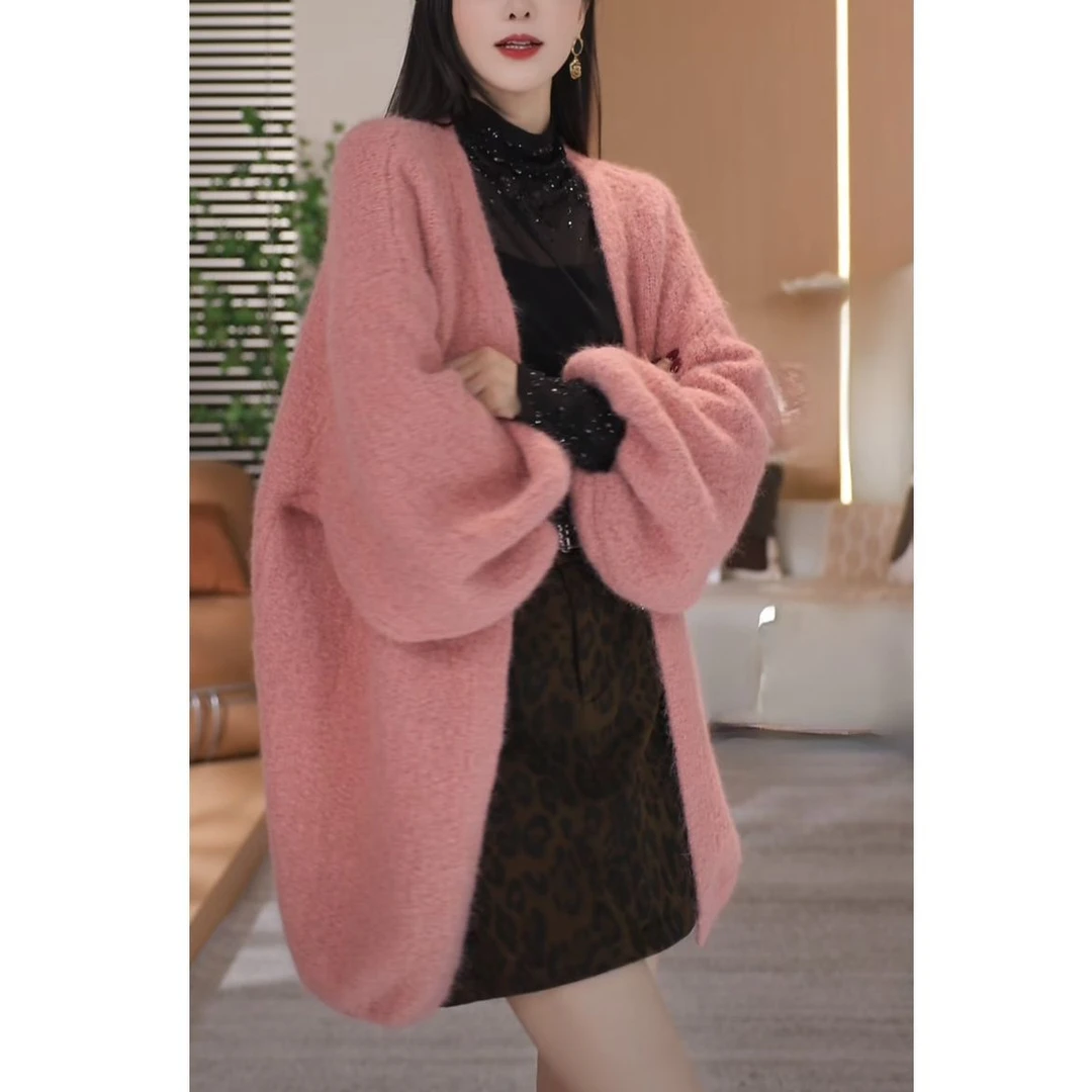 早秋韩系氛围感穿搭慵懒毛衣外套秋冬温柔风减龄百搭遮肉外穿上衣