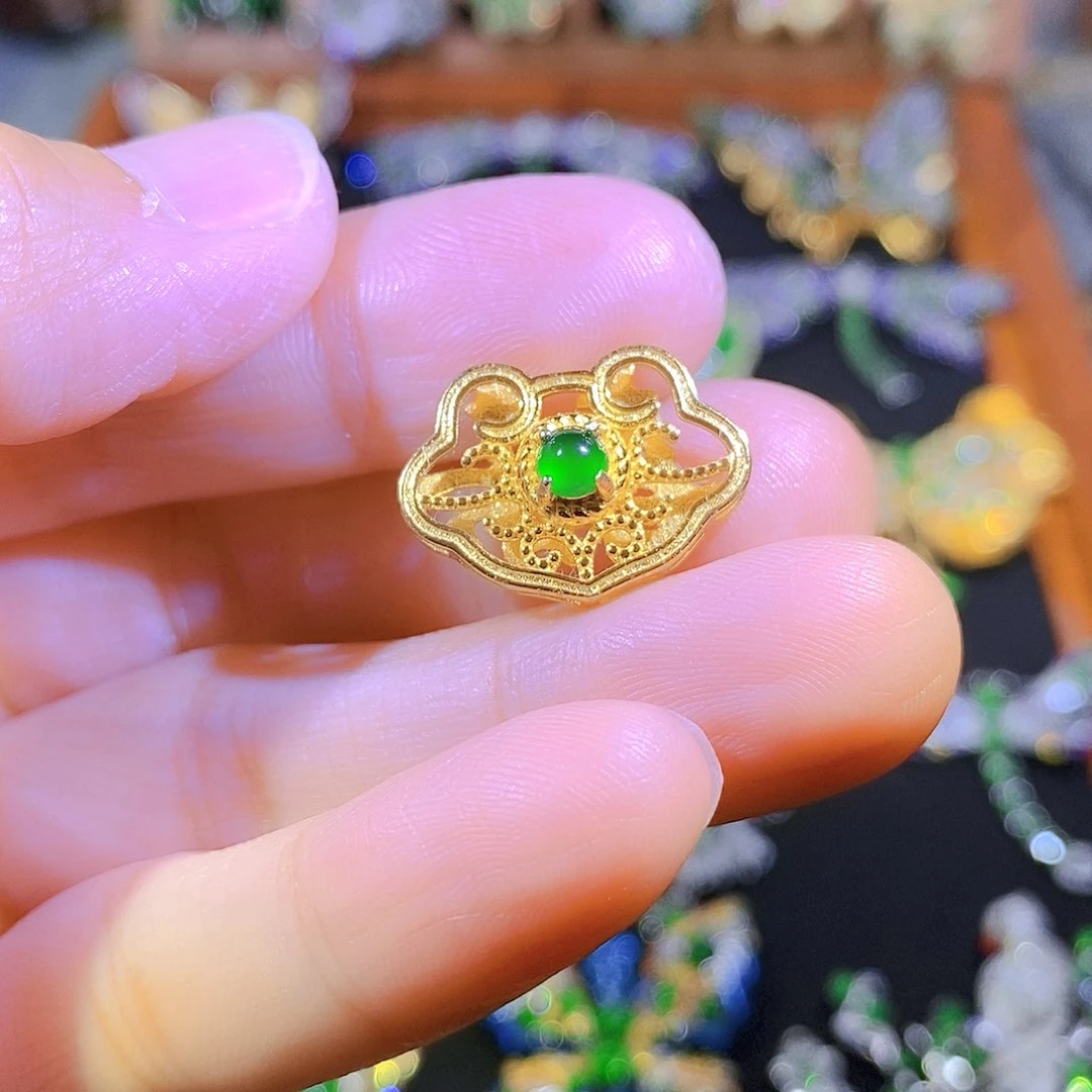 吊坠(不含链)银S925镶嵌翡翠