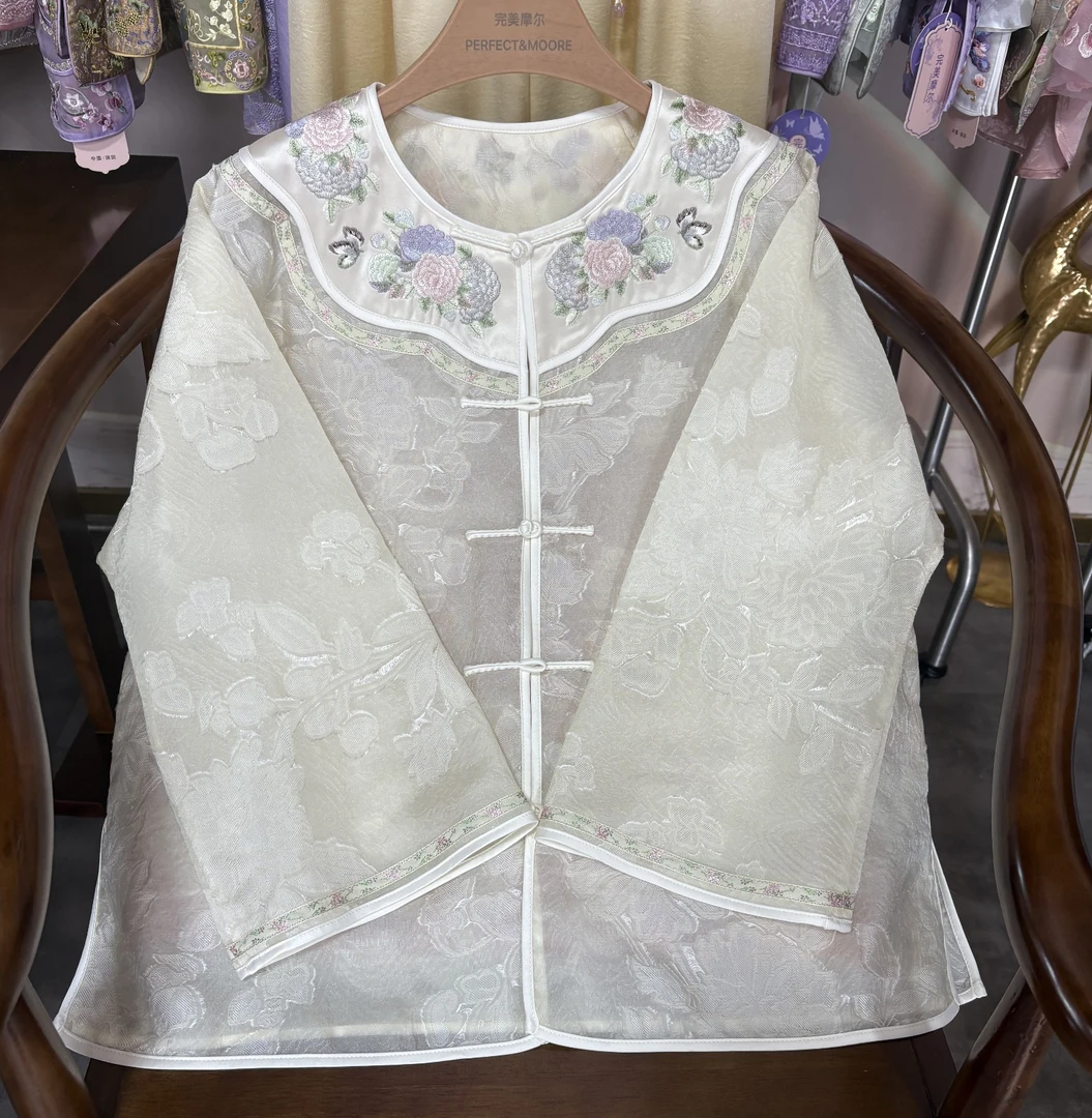 深圳高货重工刺绣醋酸人丝夏季防晒服新中式女国风上衣