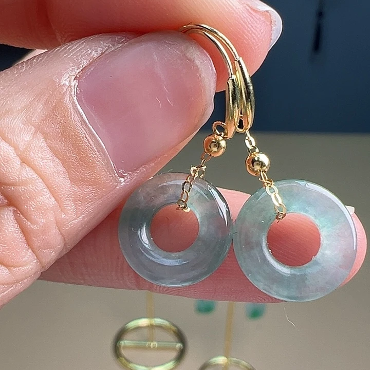 翡翠耳饰18K金镶嵌耳饰