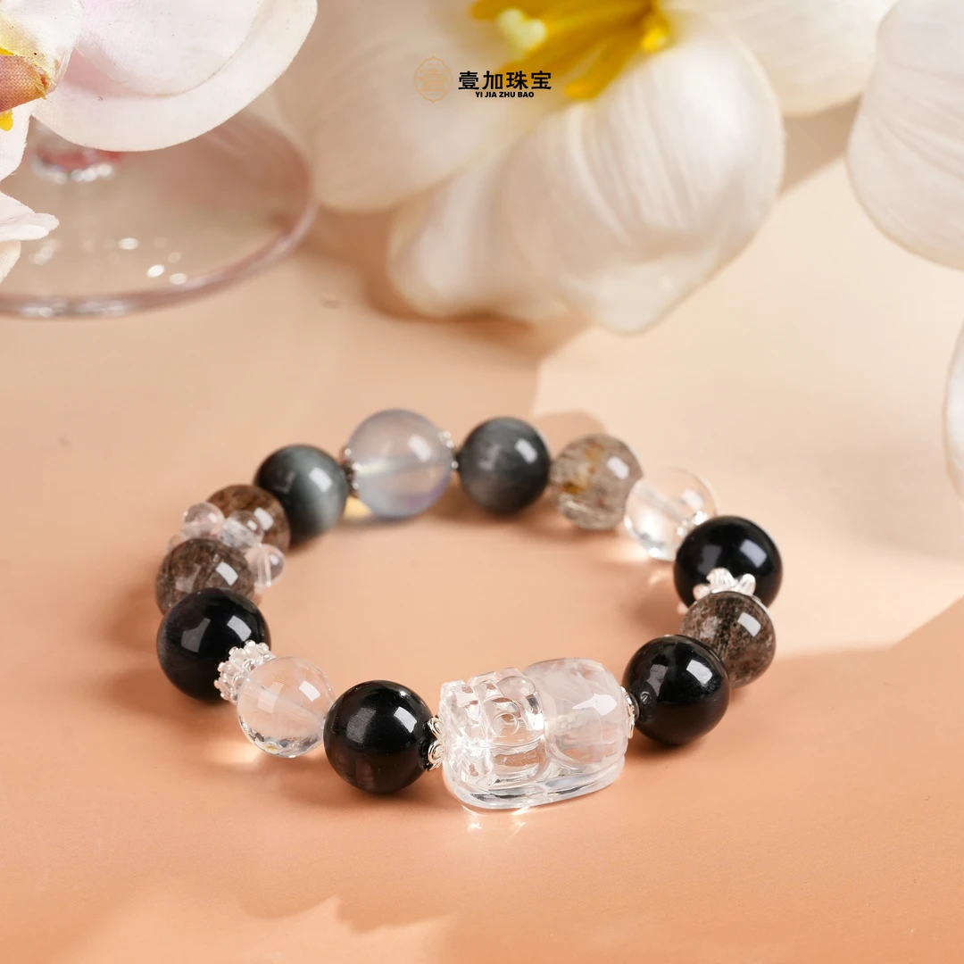 壹加师姐|手工设计金水蓝针px水晶多宝手串多样性发一7383n