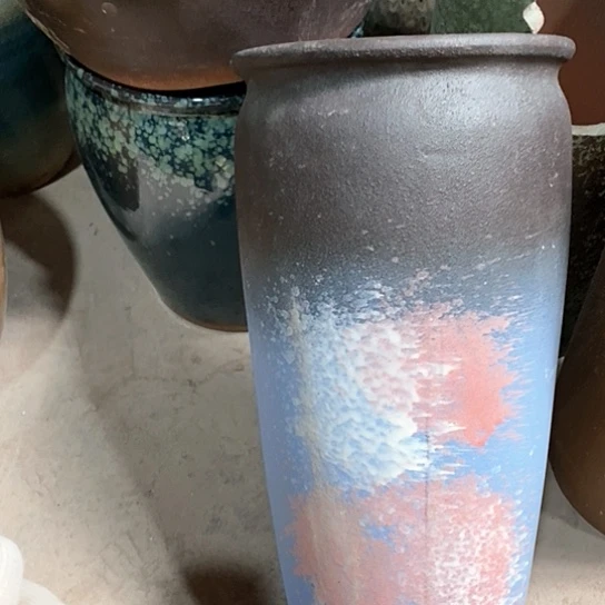 紫砂花盆口20高度45蓝色处理灰尘