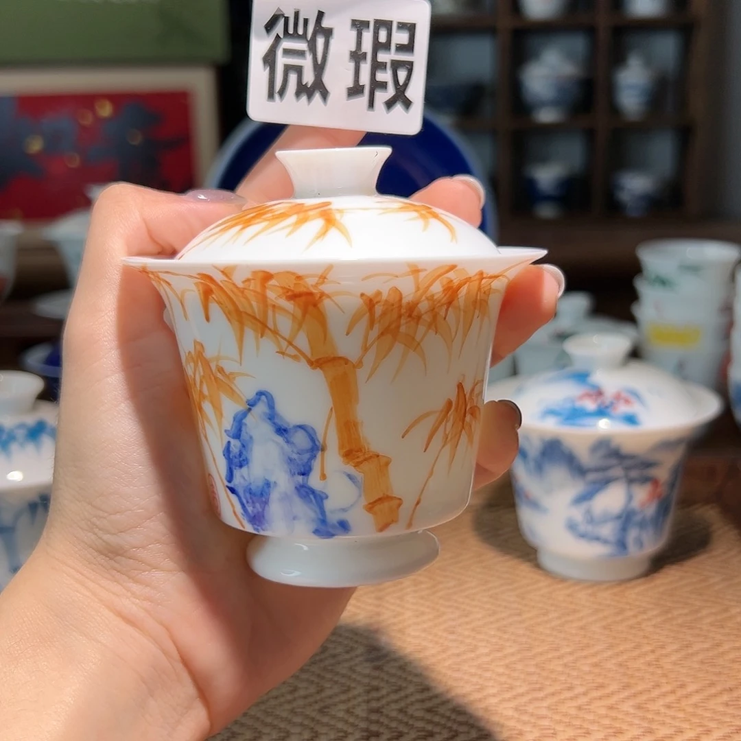 【闪购商品】微瑕 手绘 盖碗