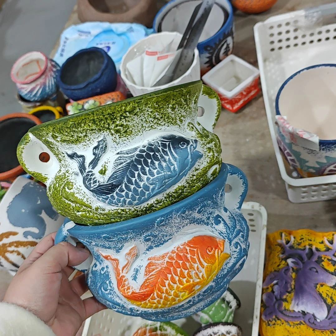 红陶吸水透气的白陶花盆凑满12发货