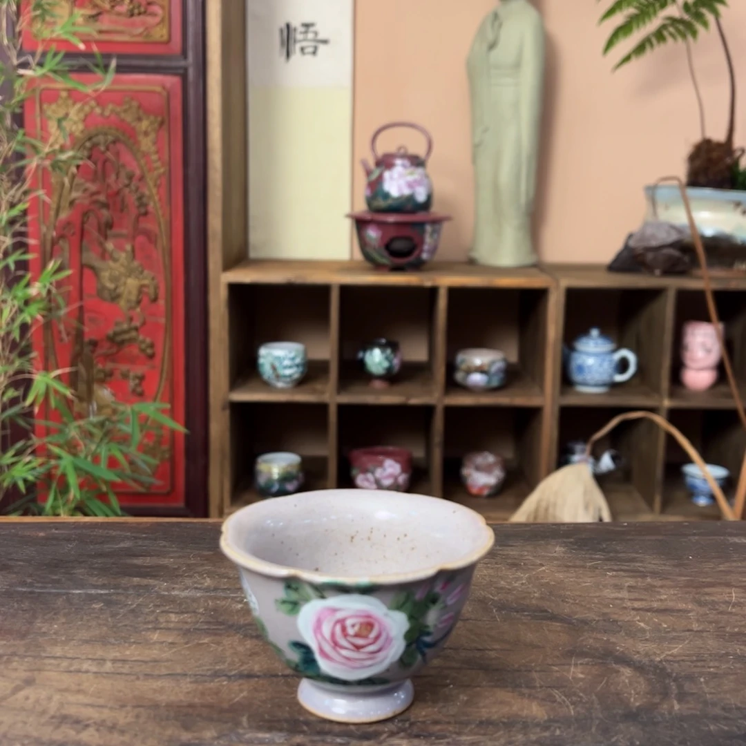 杯柴烧手工手绘陶瓷
