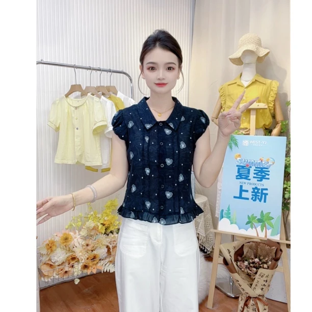 艾尚·2025新款夏季百搭小衫时尚领衬衫洋气显瘦遮肉轻薄衬衫上衣